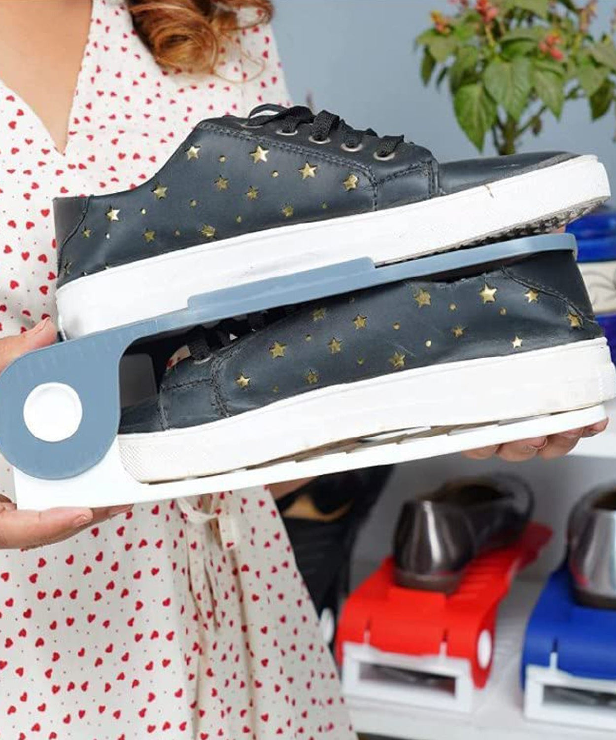 Shoe rack organizer for optimizing closet space