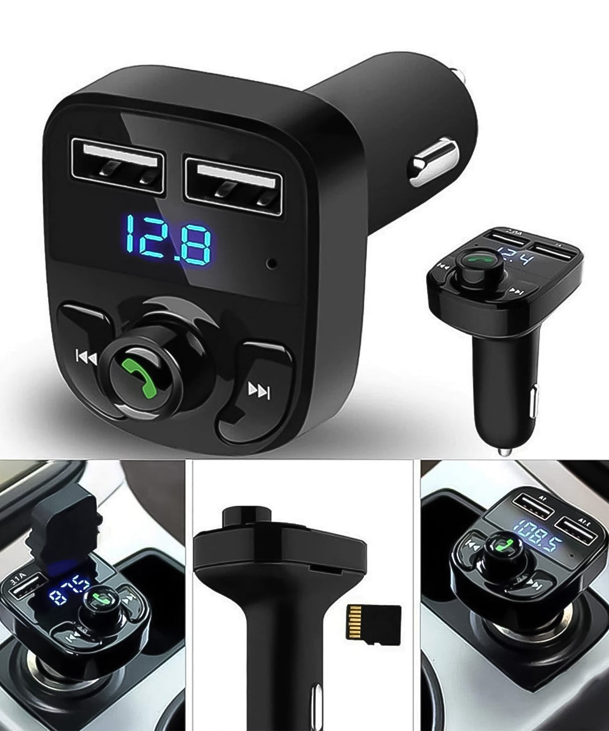 CAR-X8 Bluetooth FM Transmitter Kit with Dual USB Fast Charger