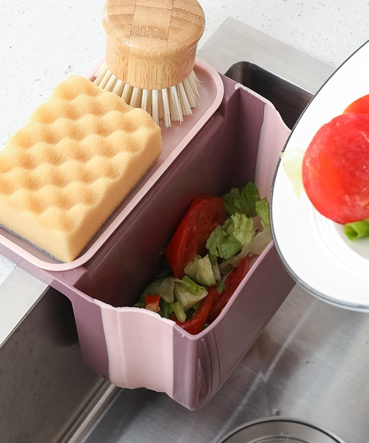 Foldable sink drain basket for kitchen with handle