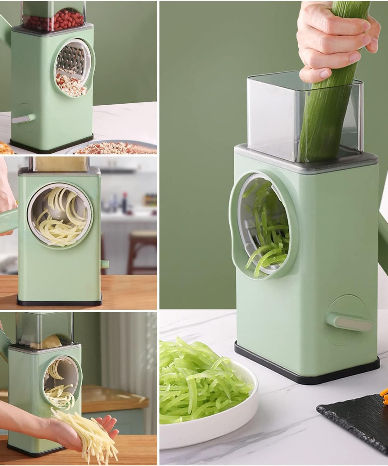Stainless Steel Vegetable Chopper with 6 Blades - Kitchen Mandoline Slicer