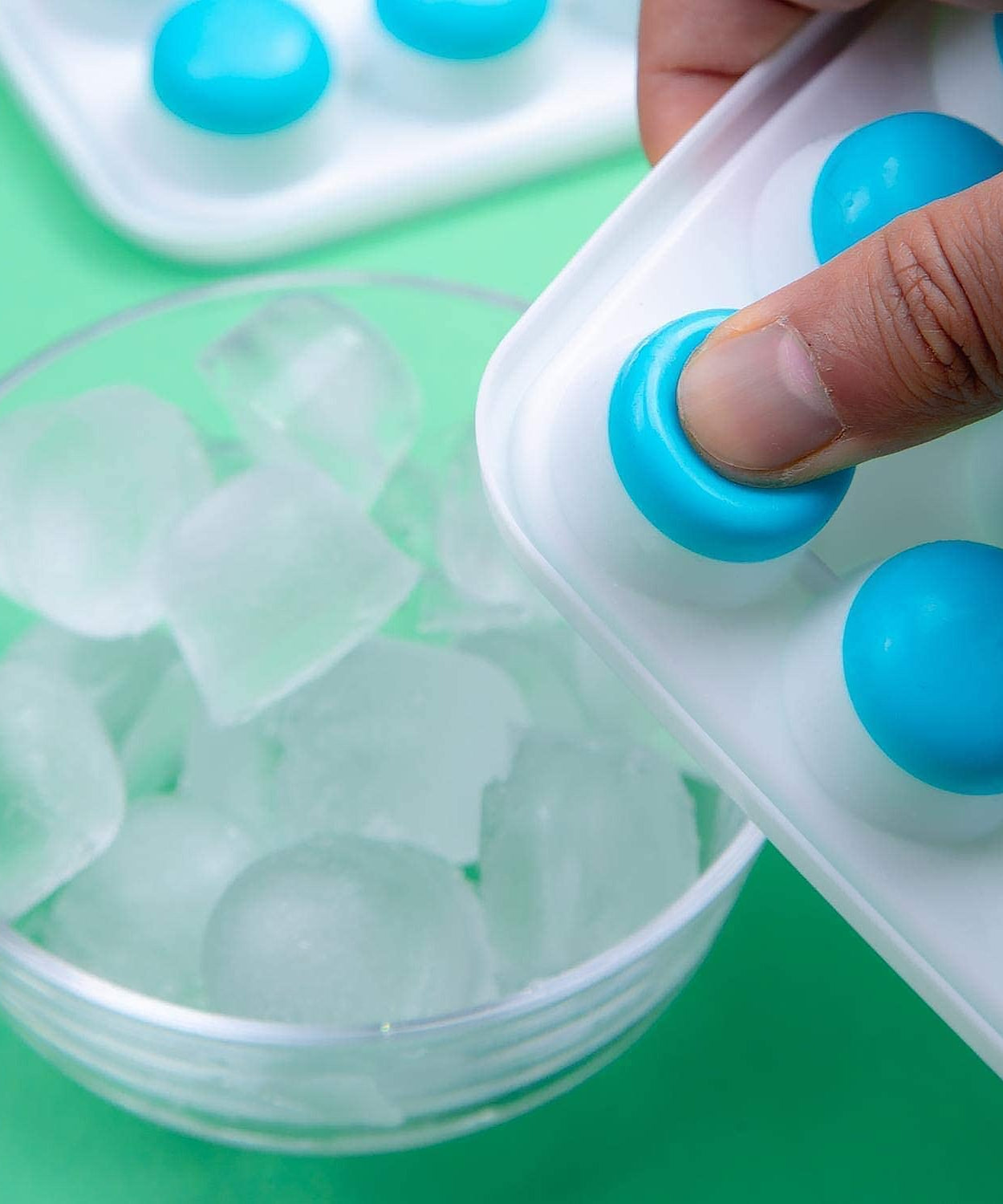 21 Cavity  Up Ice Cube Trays-Easy Release, Flexible Silicone Bottom - Stackable, BPA Free, Food Grade - for Convenient Freezer Ice Making (2 Pc Set)