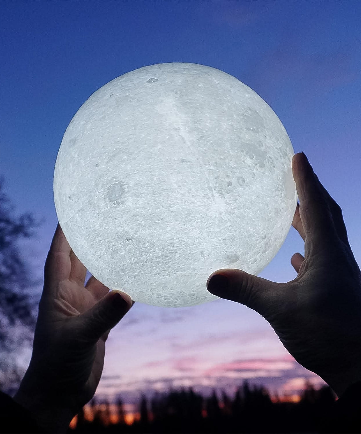 Moon Night Lamp with Plastic Stand Night Lamp for Bedroom (15x13 Cm / 1 Pc)