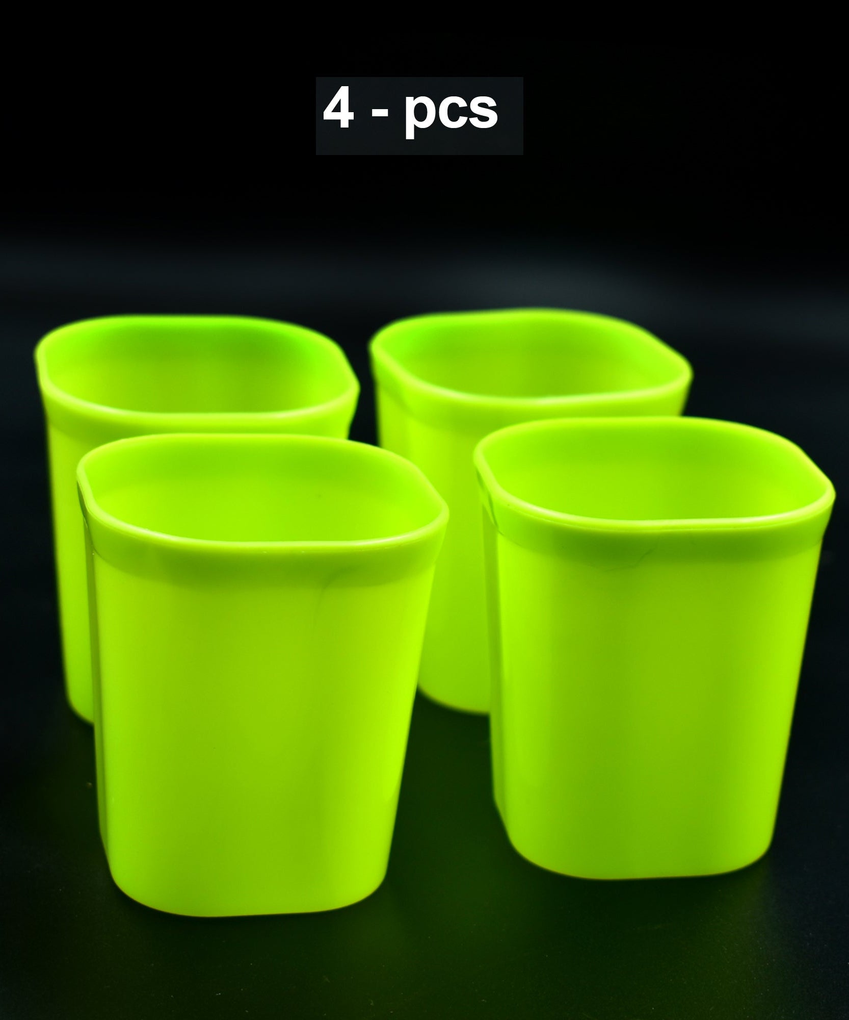 Durable plastic glasses, perfect for drinking water or juice.