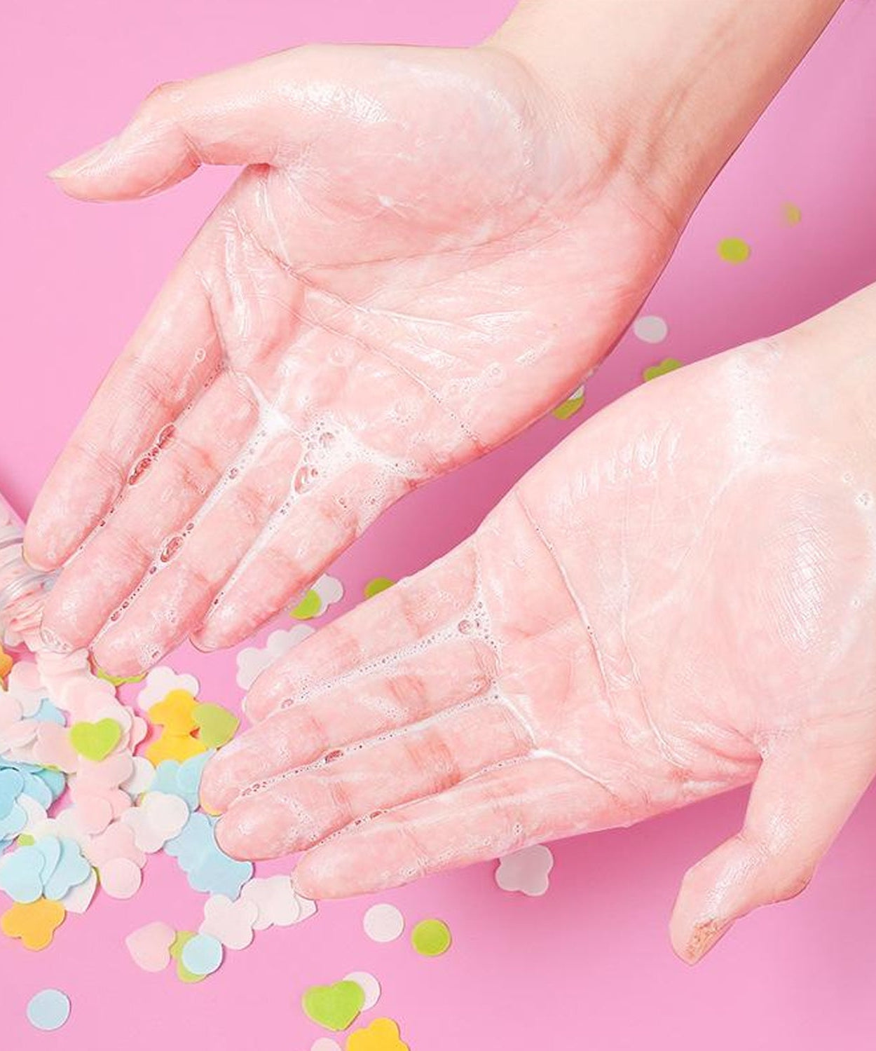 Test tube with flower-shaped paper soap strips for easy travel hand washing