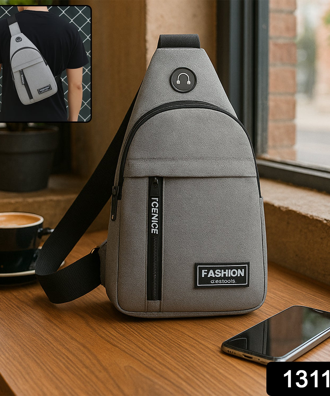 Waterproof Anti Theft Cross-body fanny pack waist bag, Shoulder Bags Chest Men Casual fashion USB Charging earphone hook Sling Travel Bag (1 Pc)