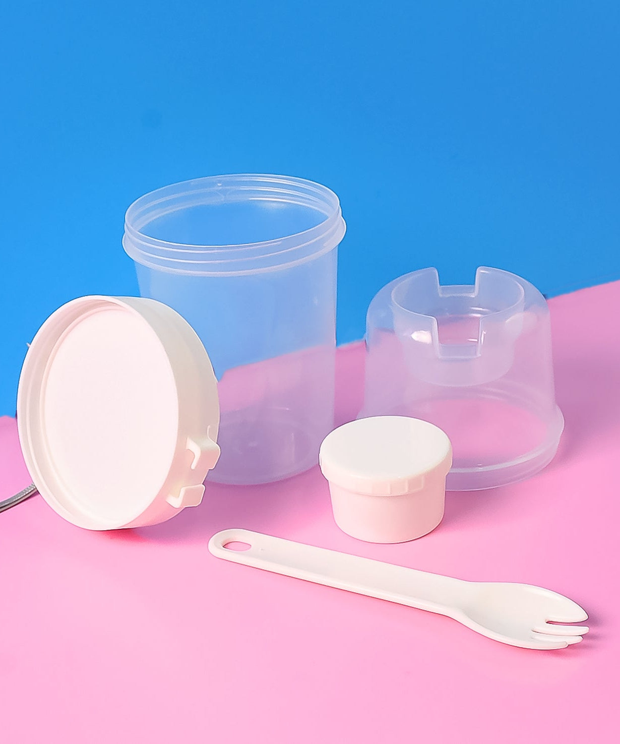 2-Piece Salad Cup Lunch Container with Dressing Storage and Reusable Fork