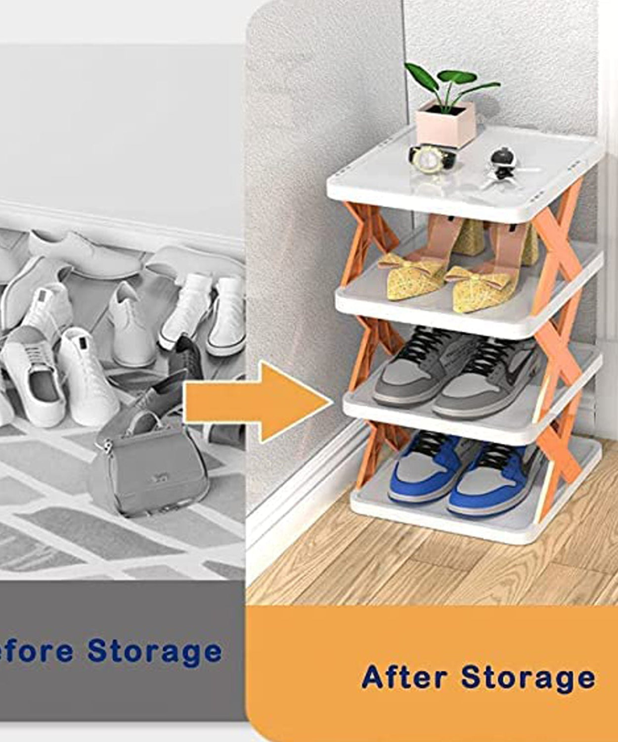 Lightweight foldable shoe rack with 6 layers