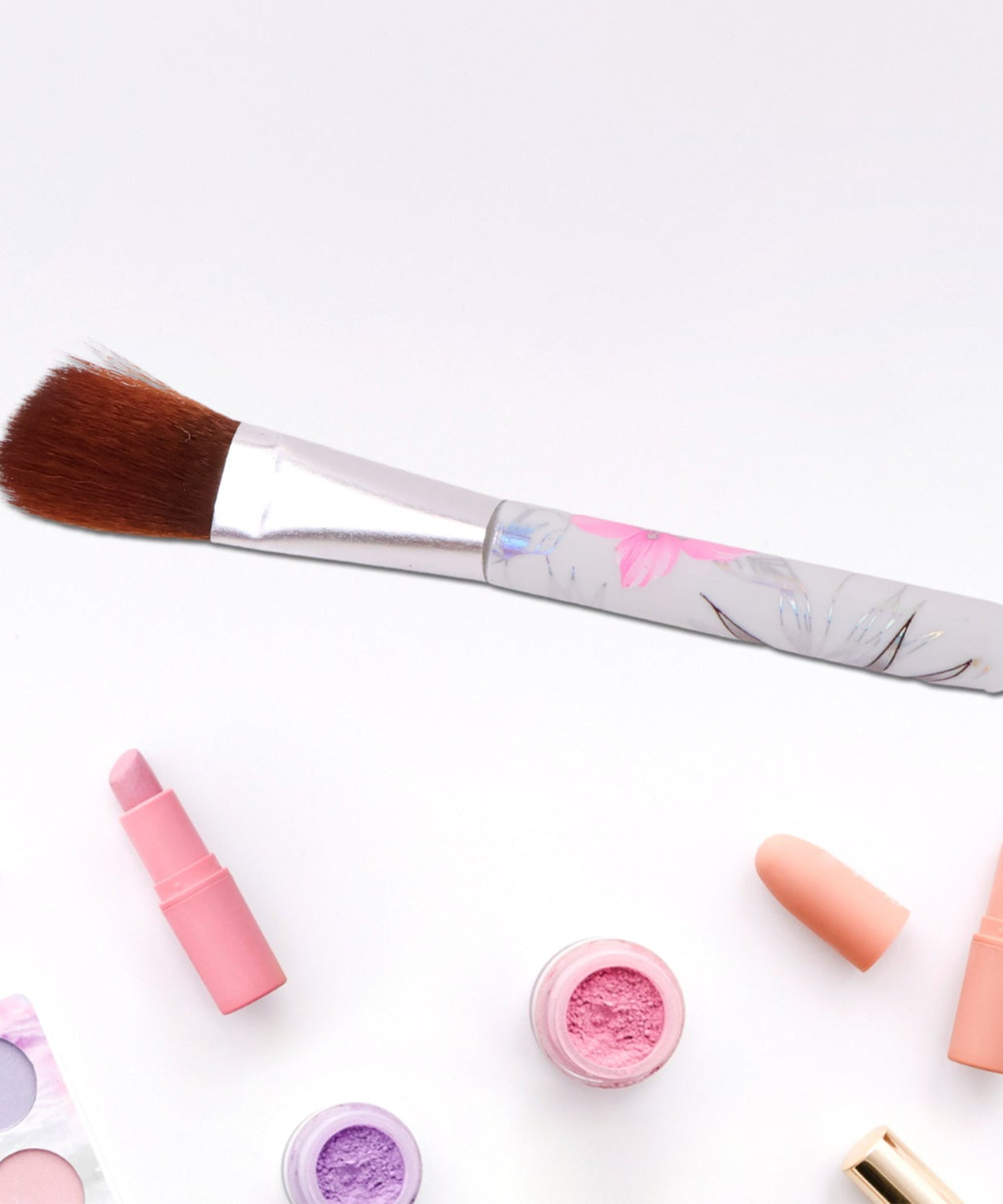 Floral Makeup Brush Set for Eyes, Lips, and Face (5 Pc)