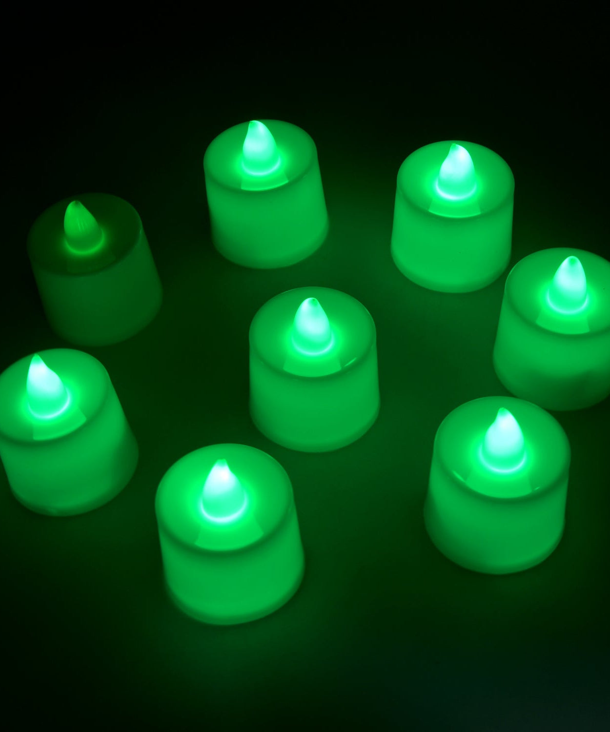 Green LED tea light candles, smokeless and decorative