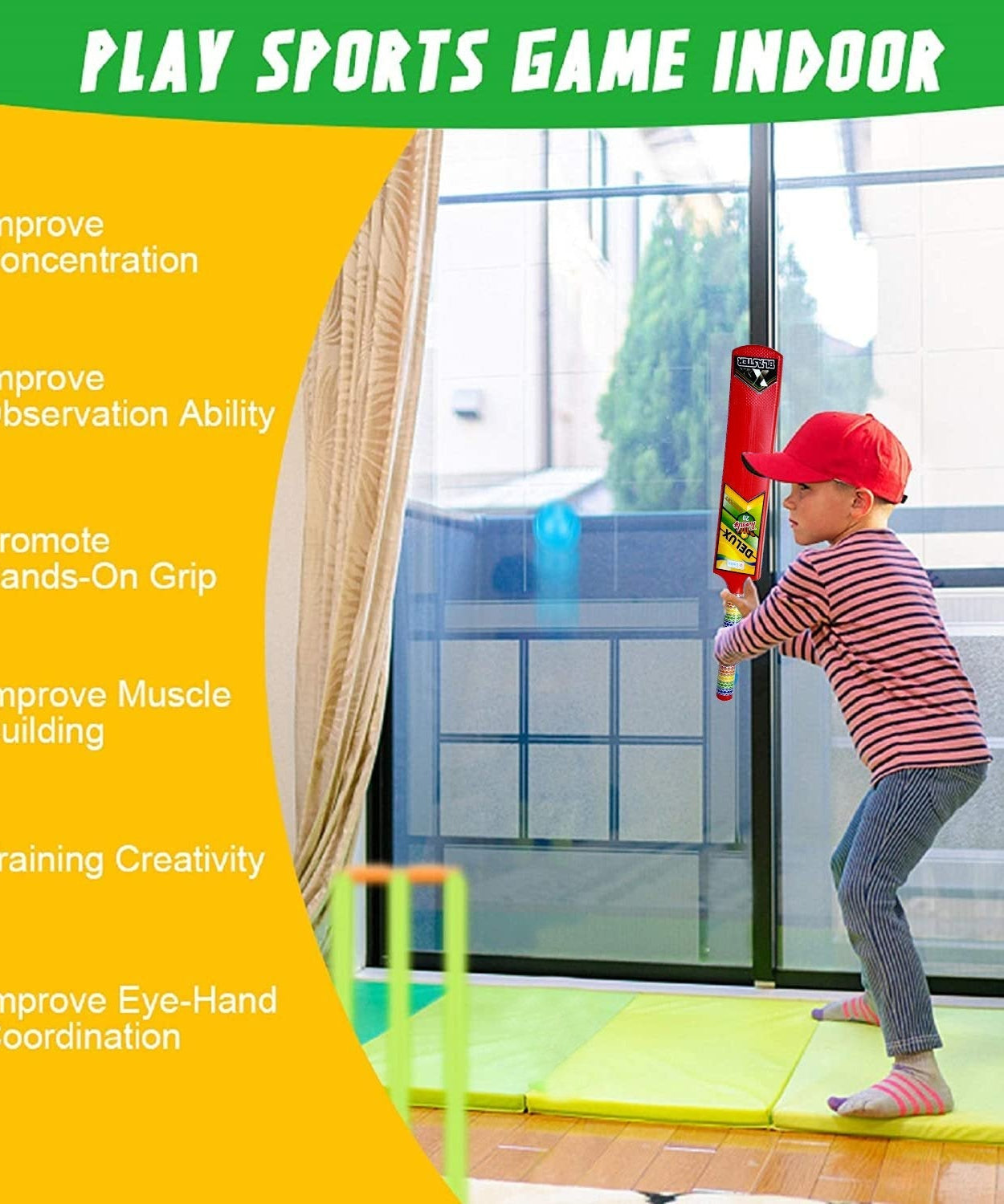 plastic cricket bat and ball set for kids