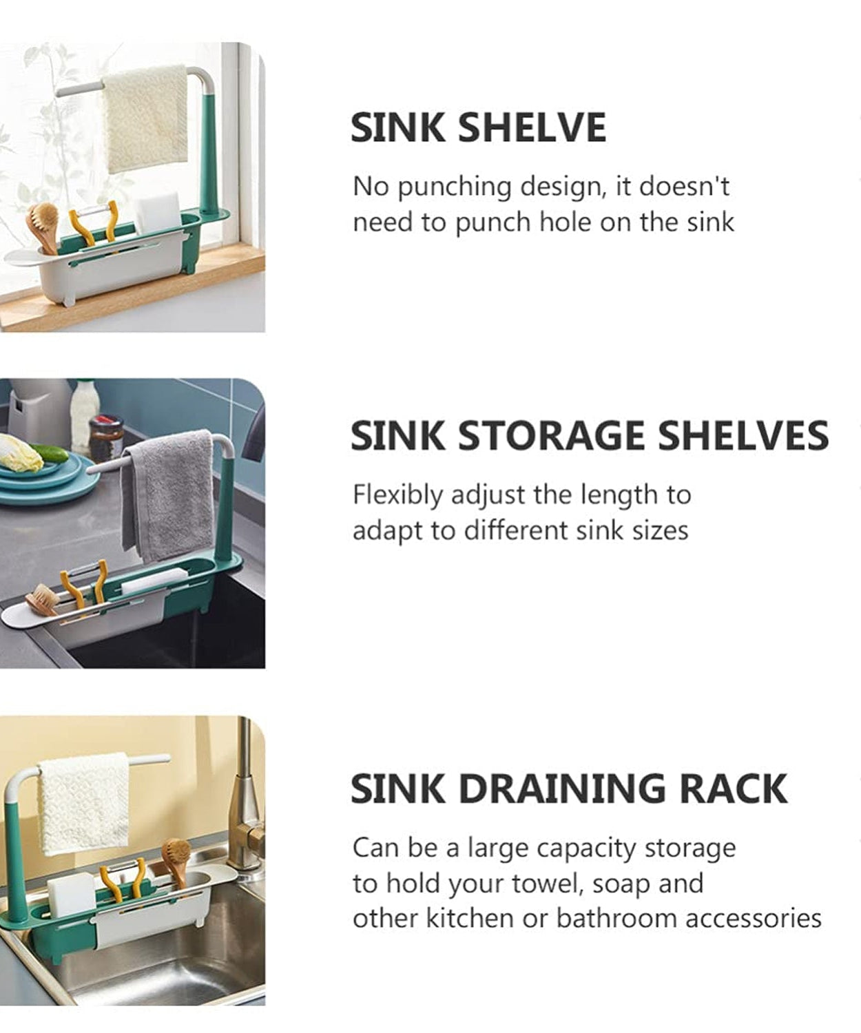 Adjustable drying basket rack for kitchen