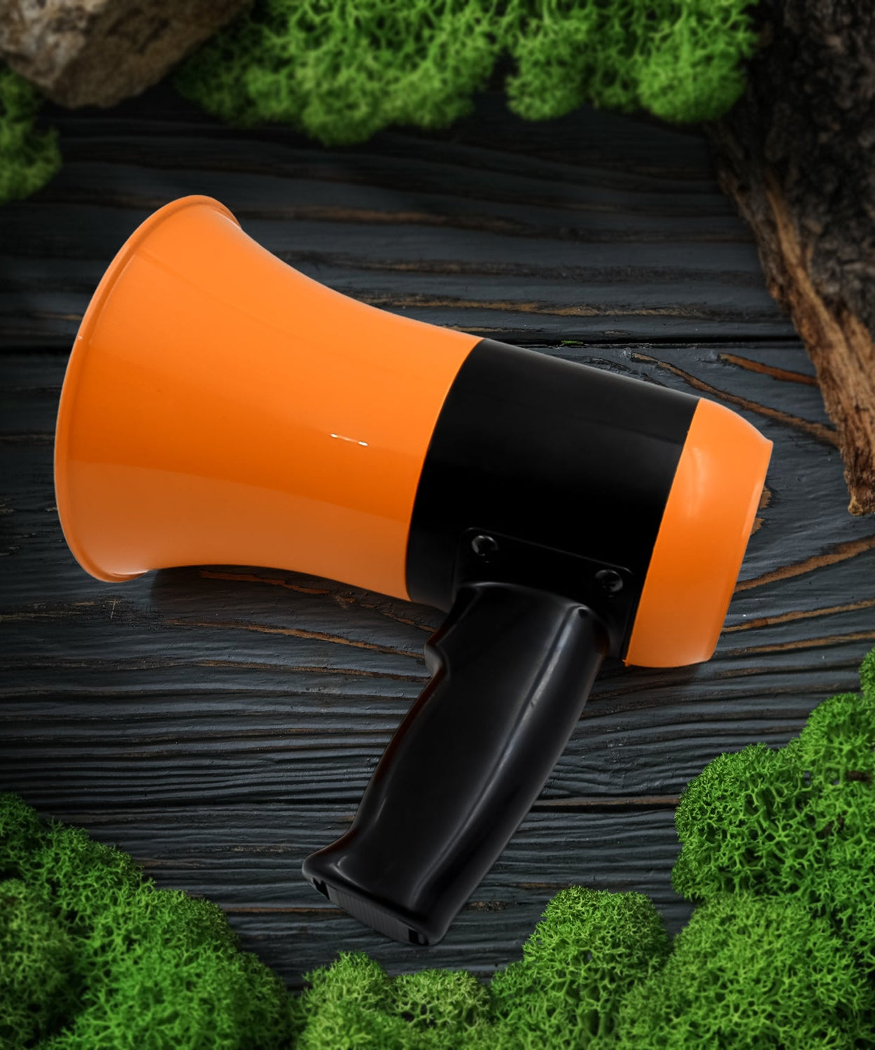 Megaphone with PA system, dynamic sound, close-up