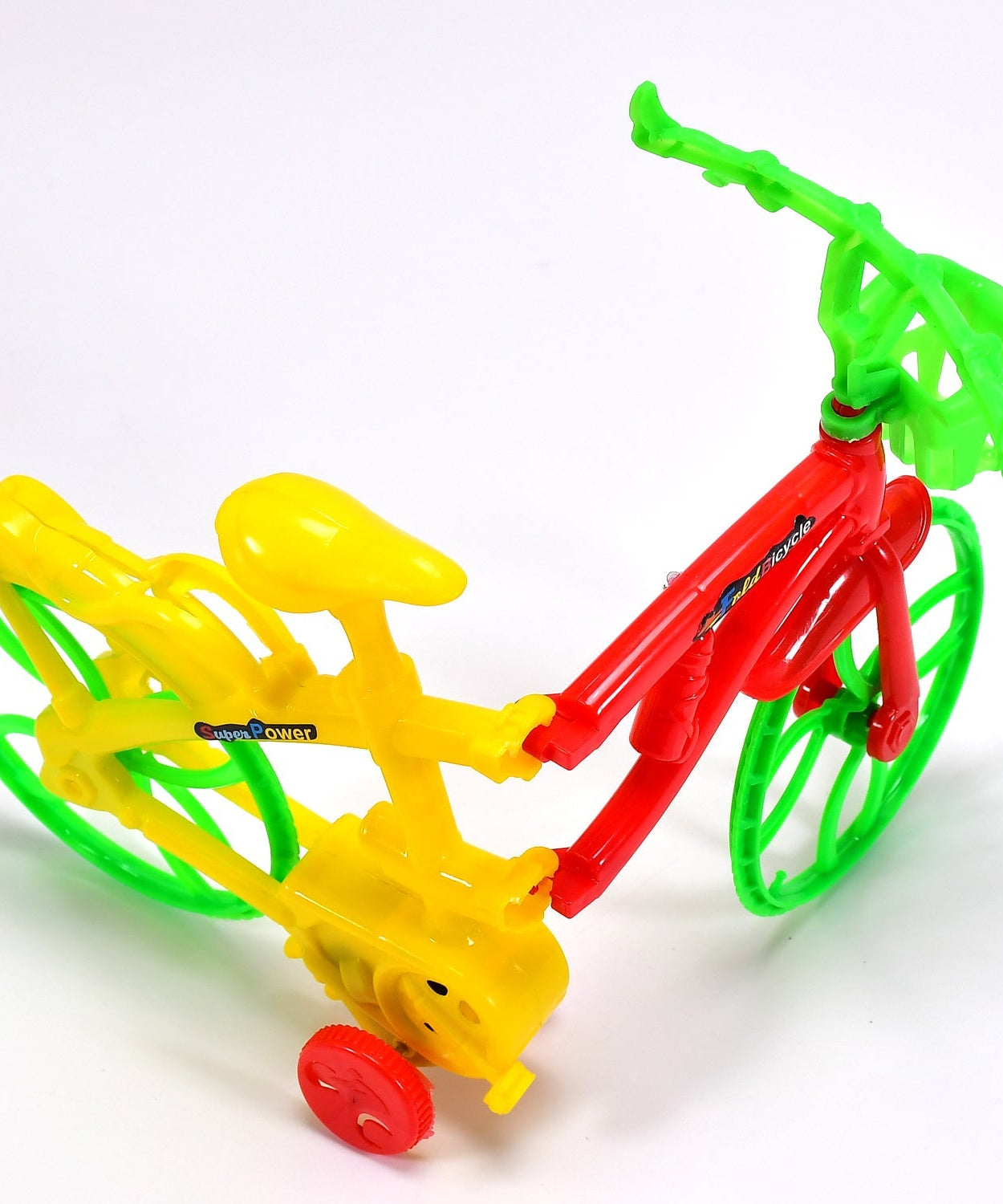 Foldable bicycle toy with adjustable seat