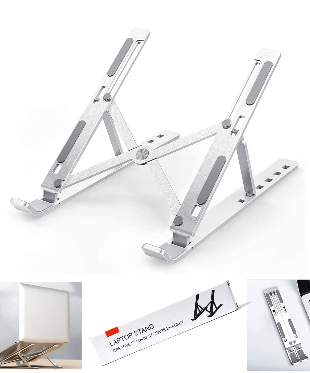 Metal Portable Laptop Stand – 6-Angle Adjustable Riser for Laptops, Phones & Tablets