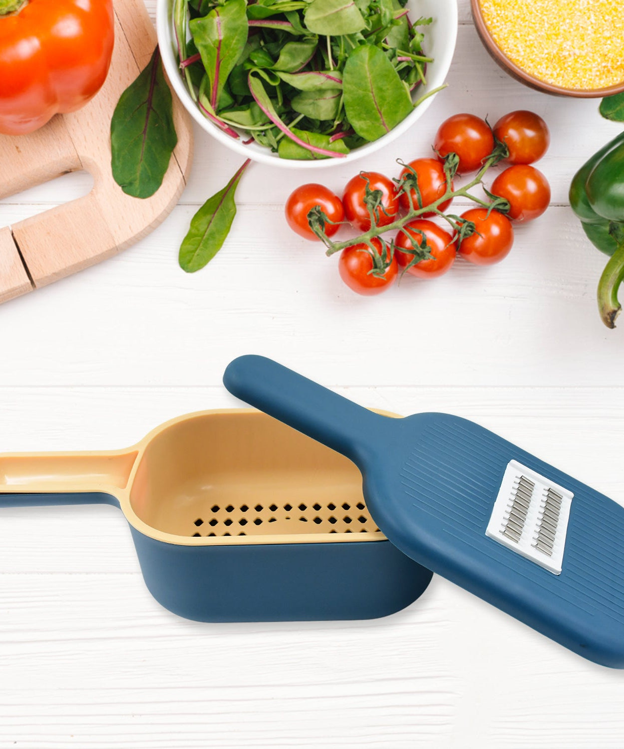 Vegetable Slicer Cutter - 6 Blades Kitchen Accessories, Tools & Appliances with Container & Handle (1 Set)