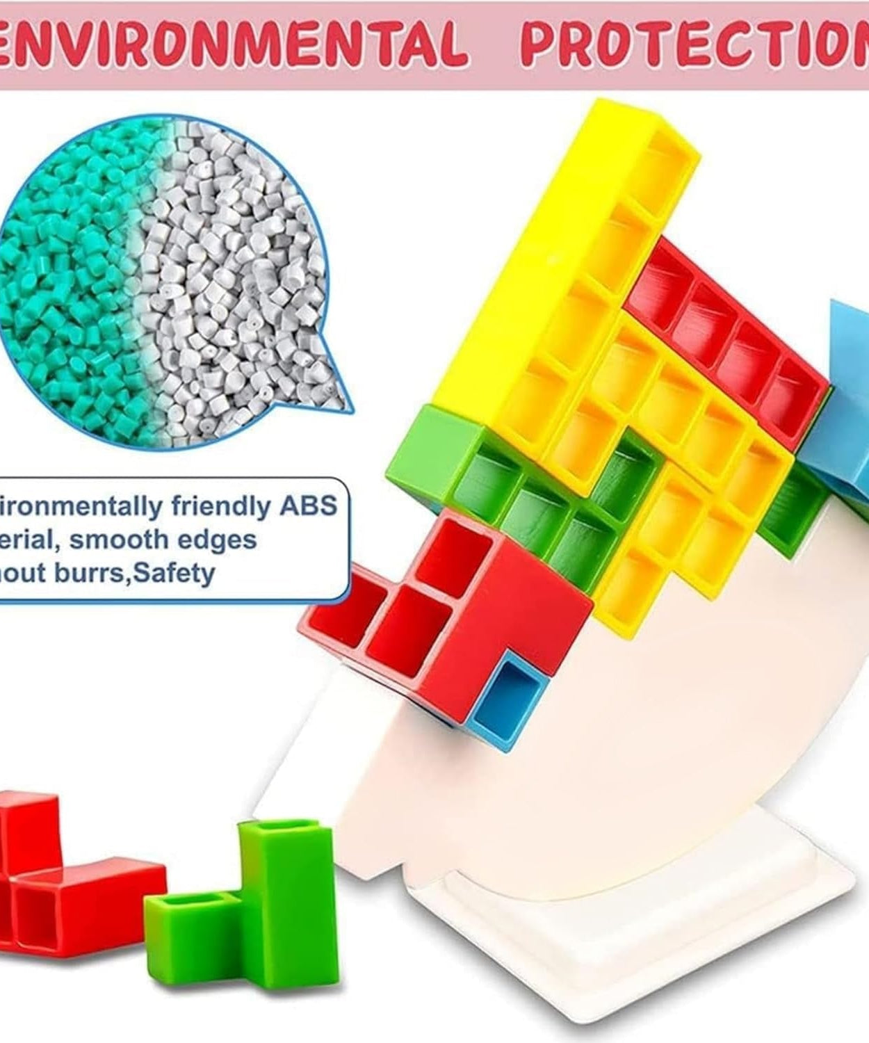 3D Tower Game, Tower Balance Game, Tower Stacking Game Adult Kid Tower Stacking Blocks Balance Game Blocks Building Toys for Kids Age 3+ Years (16 Pcs Set)