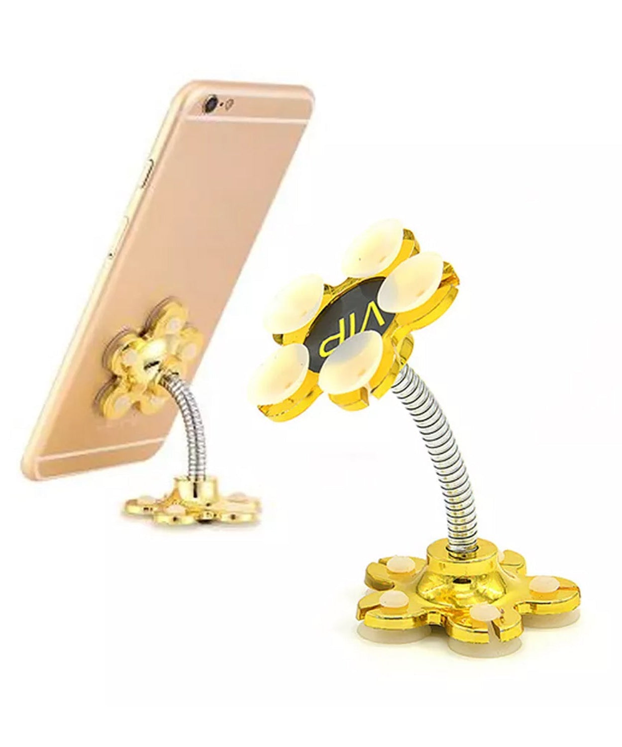 360-degree rotatable phone holder with suction cups.