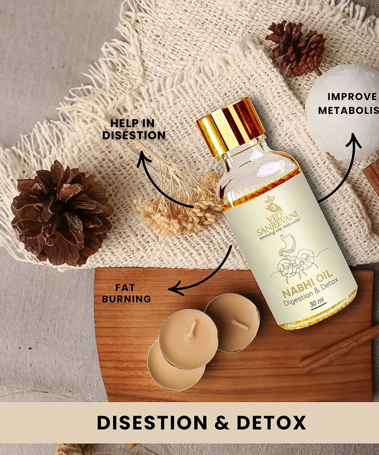 Ved Sanjeevani 30ML Ayurvedic Nabhi Oil for Digestion & Detox (30ML / 1 Pc)