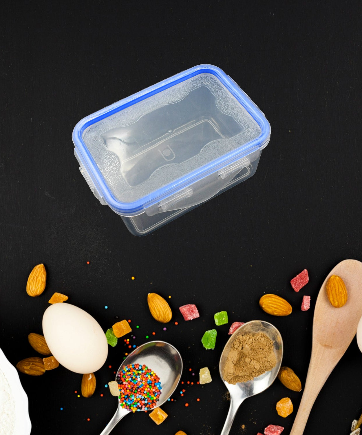 Set of 3 food-grade plastic containers with secure lids.