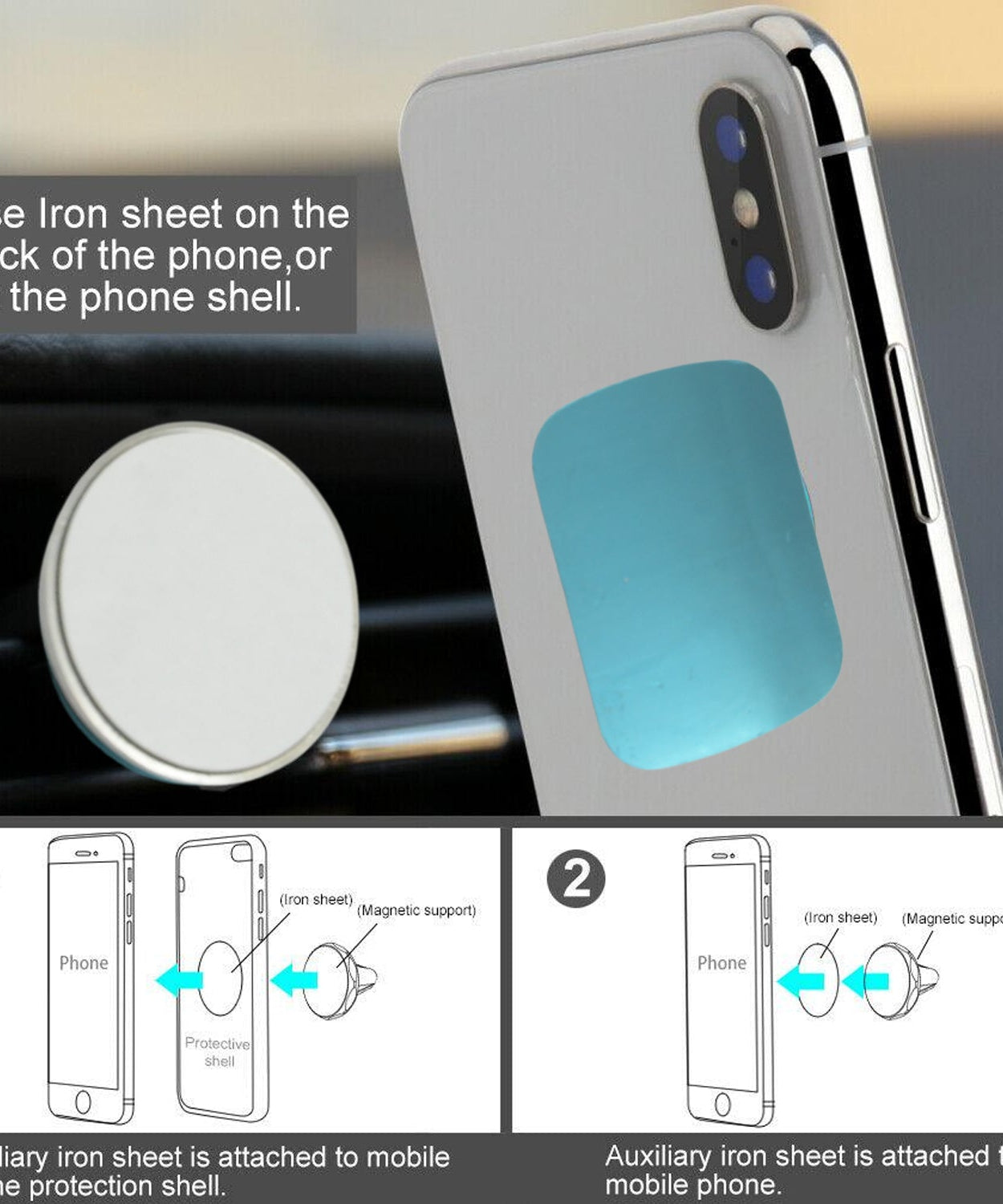 Compact car mount for secure phone holding.