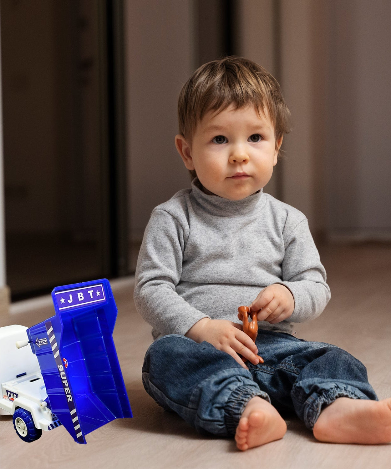 Miniature toy truck with strong plastic material