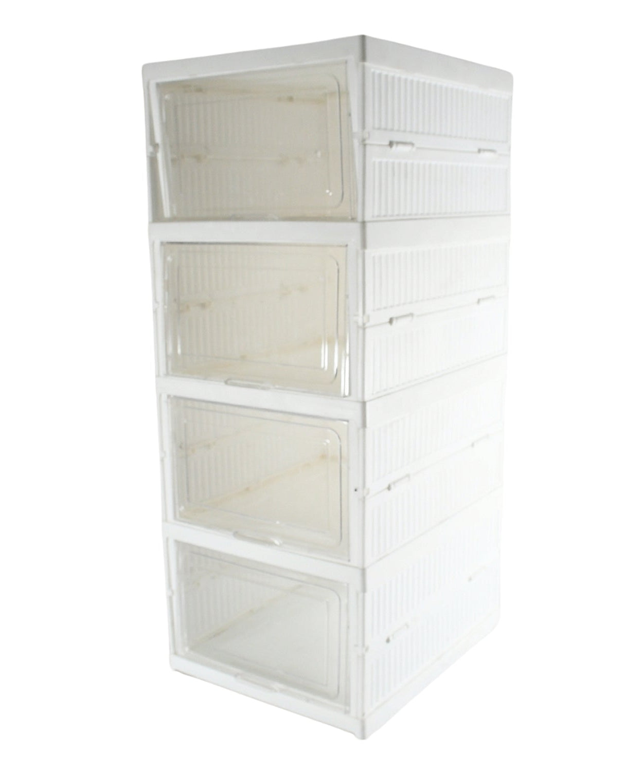 Stackable Multifunctional Storage, for Clothes Foldable Drawer Shelf Basket Utility Cart Rack Storage Organizer Cart for Kitchen, Pantry Closet, Bedroom, Bathroom, Laundry (4 Layer /  1 Pc)