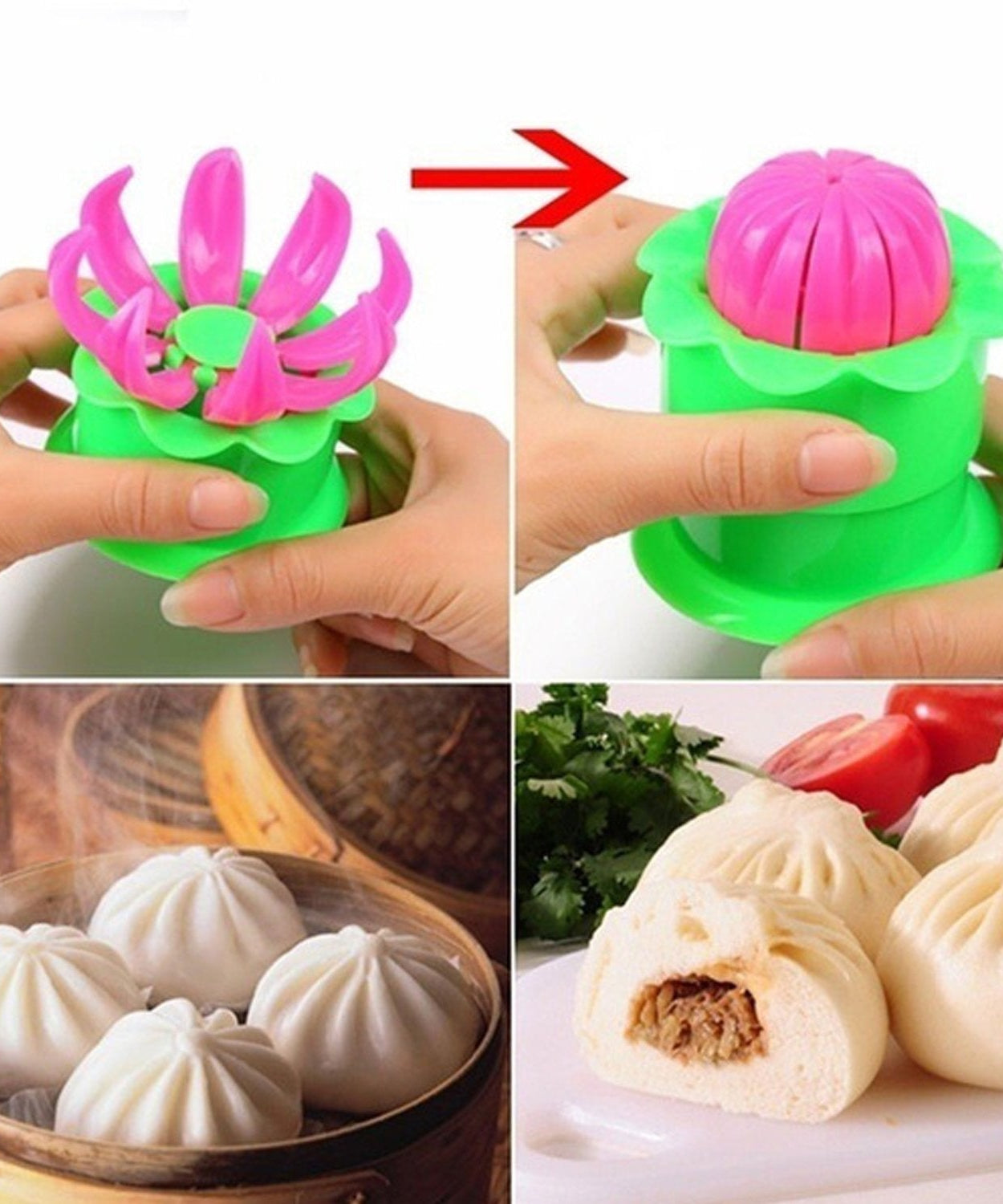 Momos mold and spoon set for preparing steamed buns.