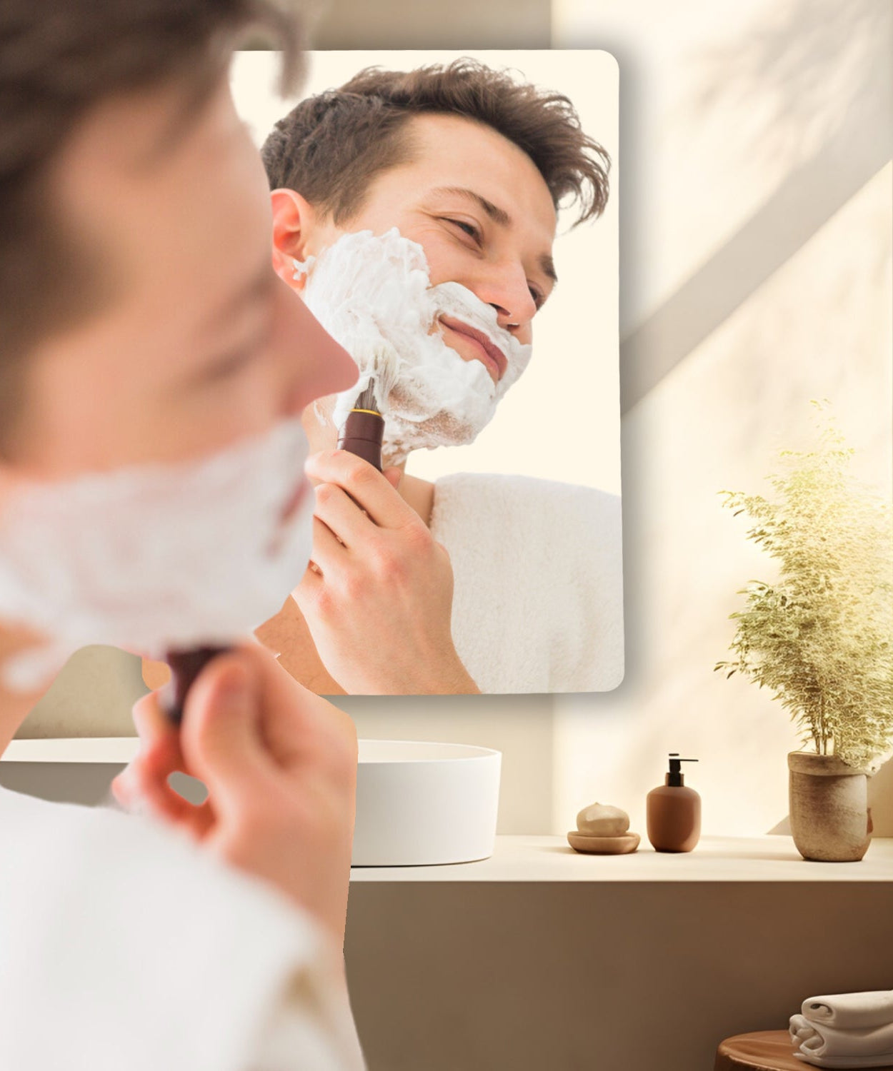 Large square adhesive mirrors for bathroom use