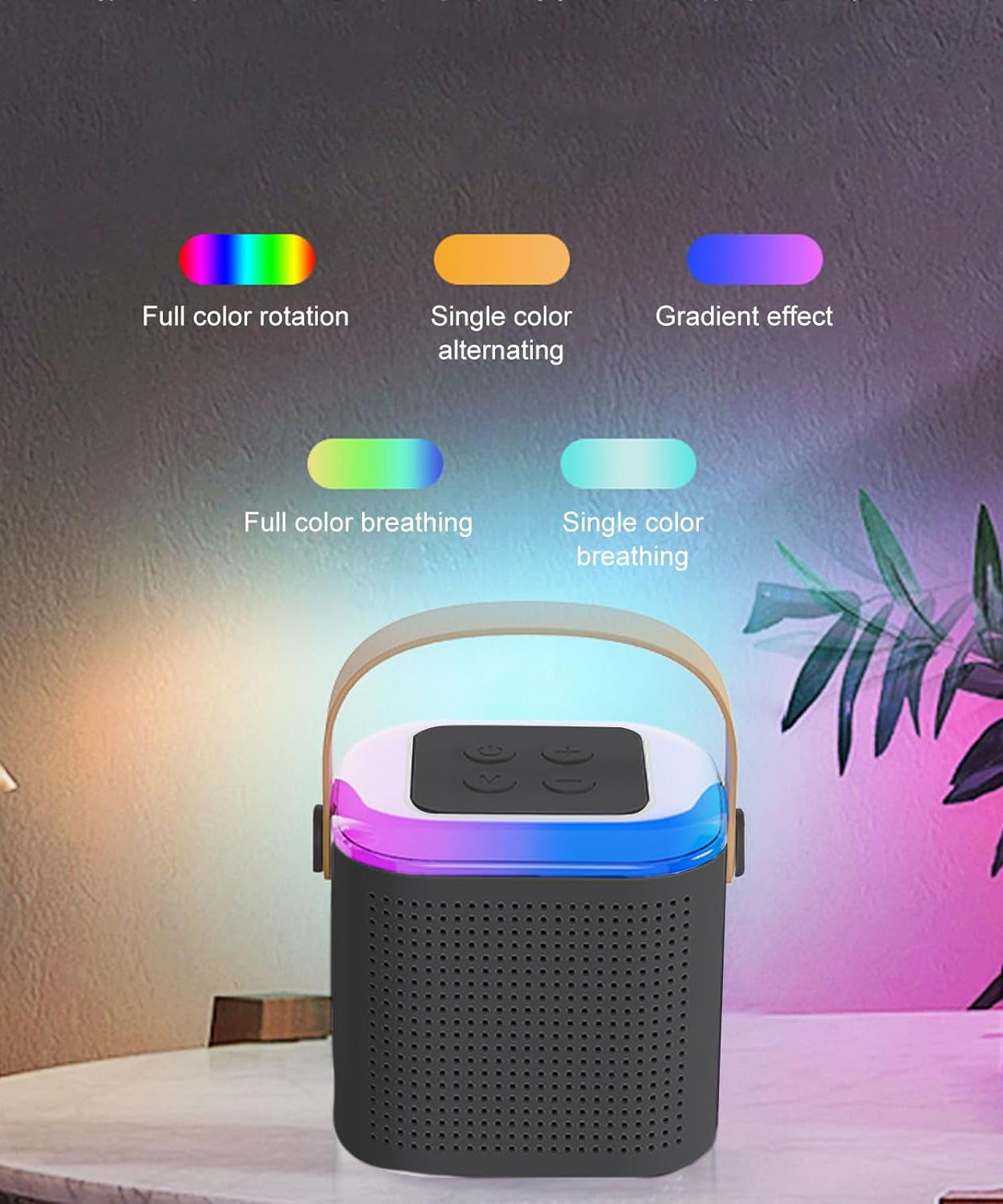 Wireless Speaker Microphone Set, RGB Light Support Memory Card PortableKaraoke Machine Perfect  for Travel TV