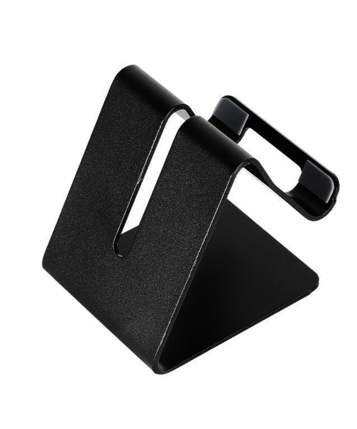 Adjustable metal stand for smartphones.