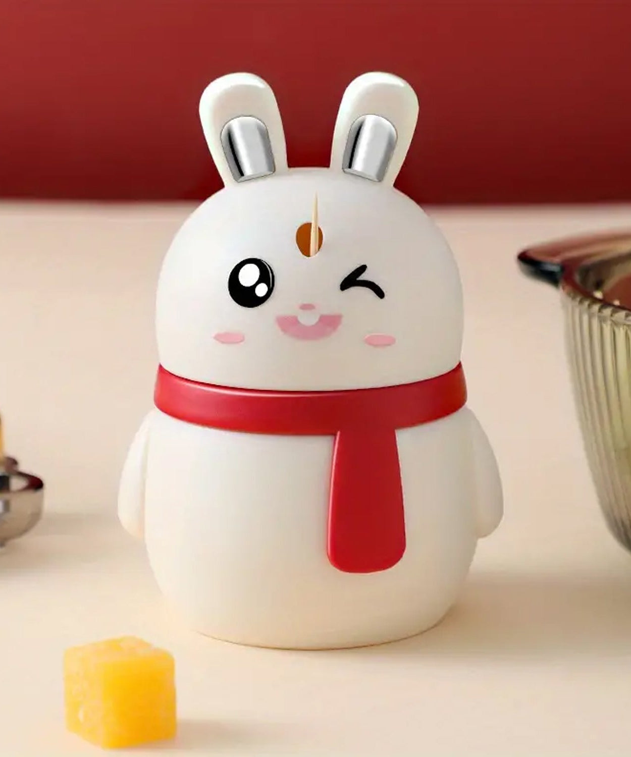 Rabbit Shape Toothpick Dispenser Pressing Small Size Accessory Durable Red | Home & Garden | Kitchen, Dining & Bar | Kitchen Storage & Organization | Racks & Holders Dining Room Table Decoration (1 Pc )