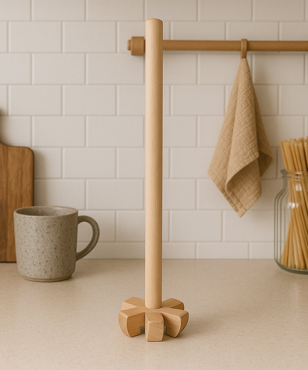 Wooden blender for all kitchen purposes.