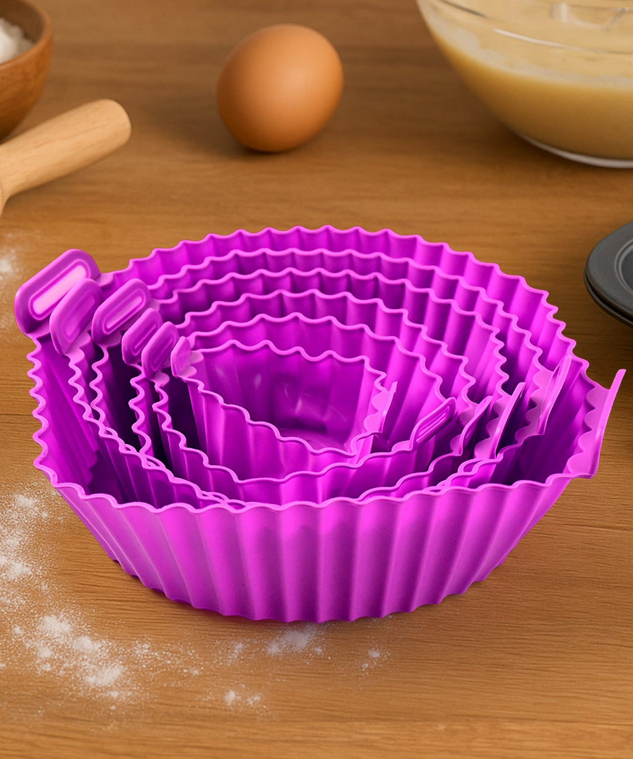 Air Fryer Reusable Silicone Pot with Handles (6 Pc set)