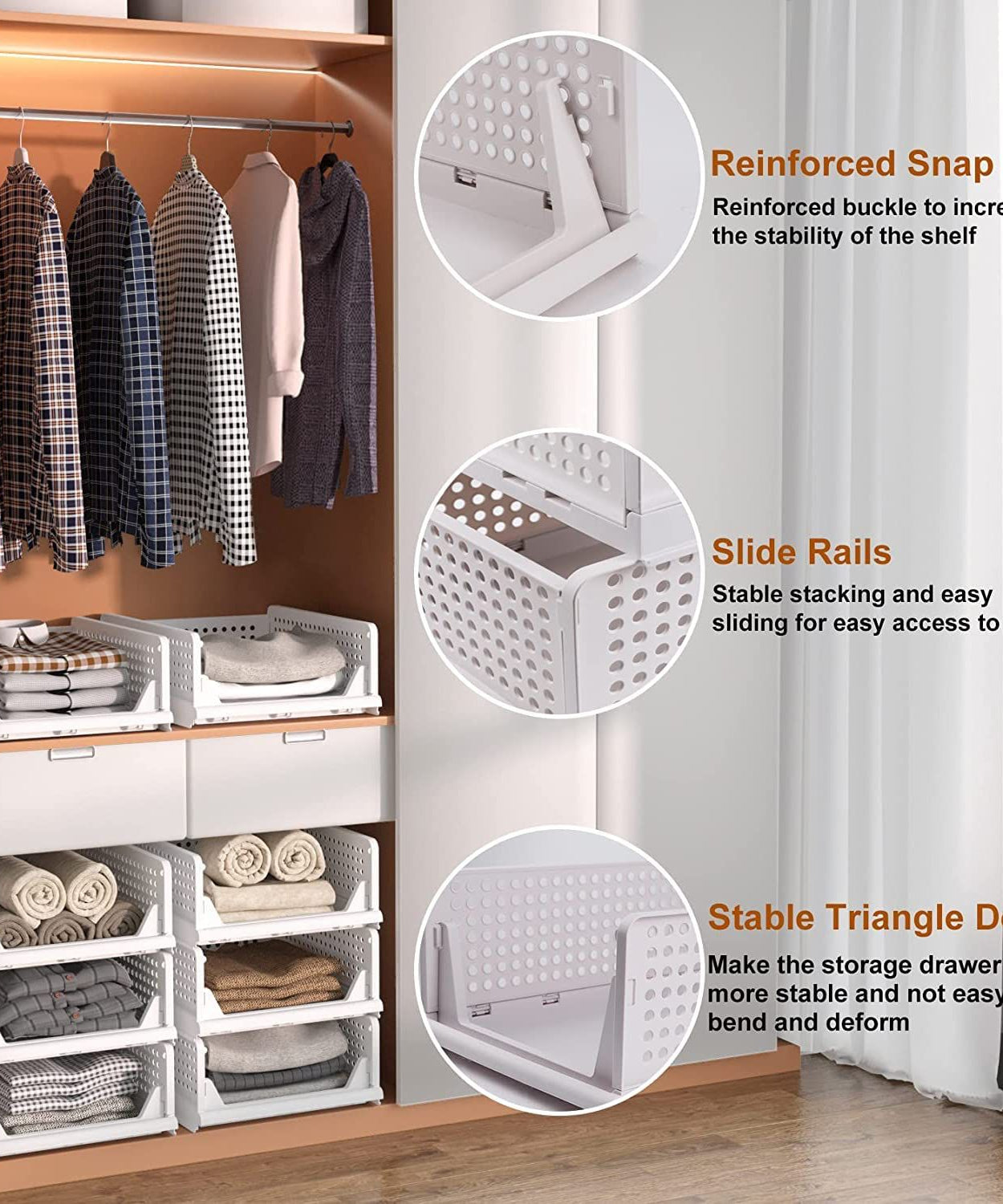 Multi-purpose clothes organizer with 3 layers, foldable and ideal for wardrobes.