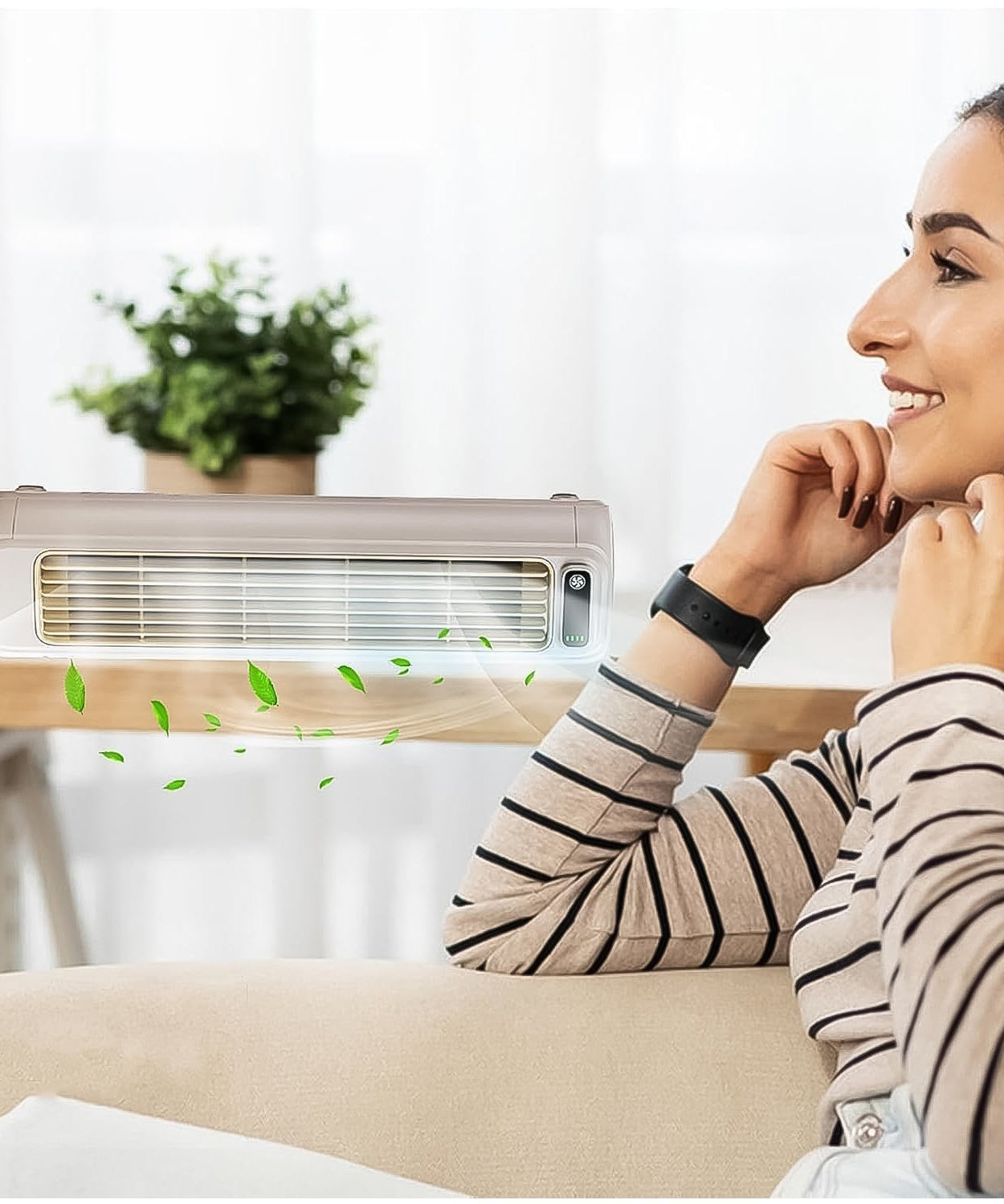 Portable Air Conditioning Cooling Fan (1 Pc / With 2 Pc Adhesive Hook)