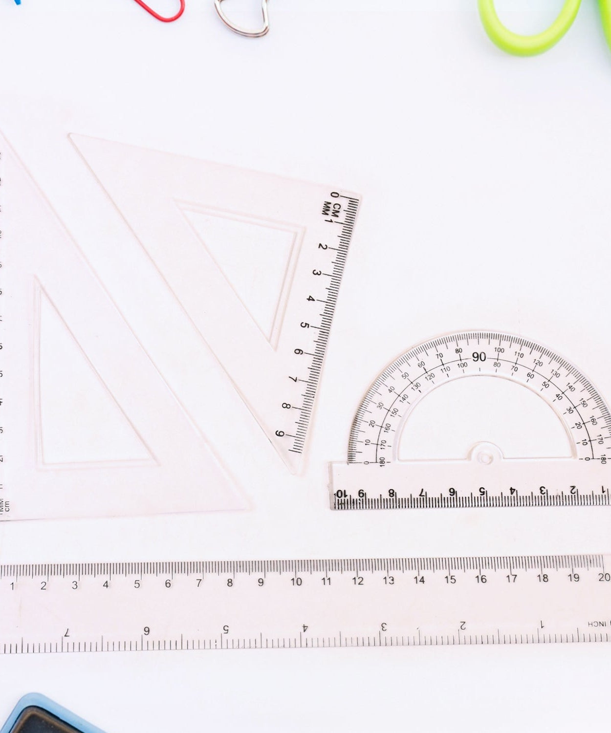 Plastic Geometry Set, Triangle Ruler Protractor Straight Ruler (4 Pcs Set)