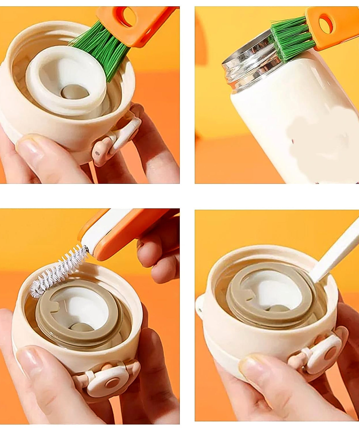 3-in-1 Multifunctional Cleaning Brush Set – Mini Bottle, Cup & Lid Cleaner (1 Pc)