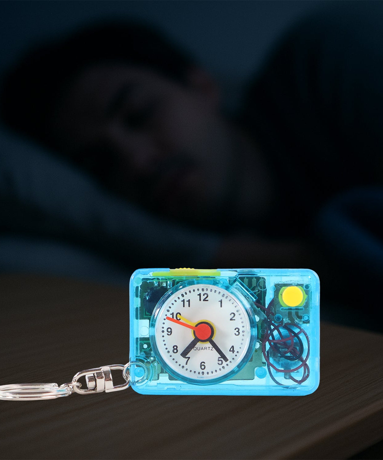 Mini Alarm Clock Keychain – 1PC Portable Quartz Analog Clock Key Ring