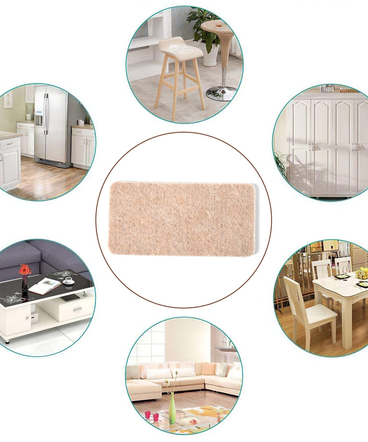 Square felt pads for home and furniture floor protection.