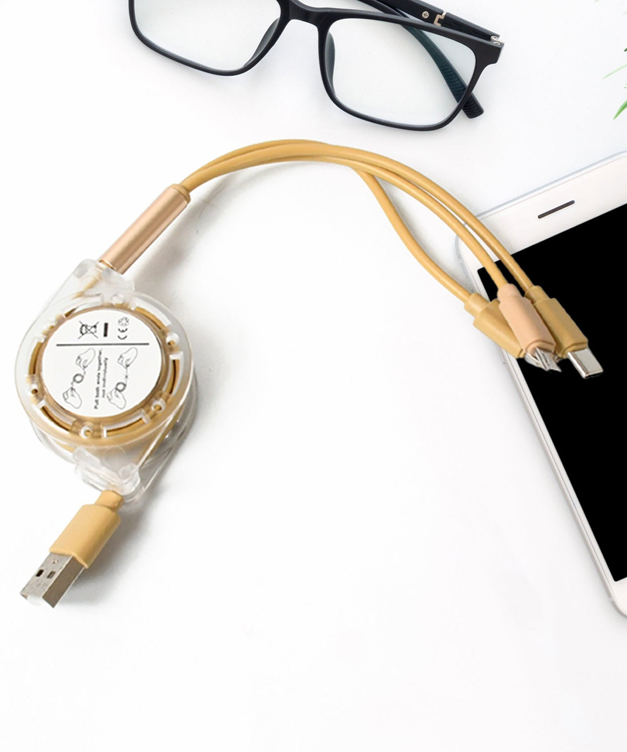 Retractable 3-in-1 Charger Cable for Phones & Android (1 Pc, Multi-USB)