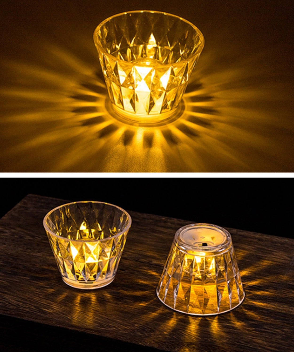 Cup Shape Crystal Table Lamp, Diwali (1 Pc)