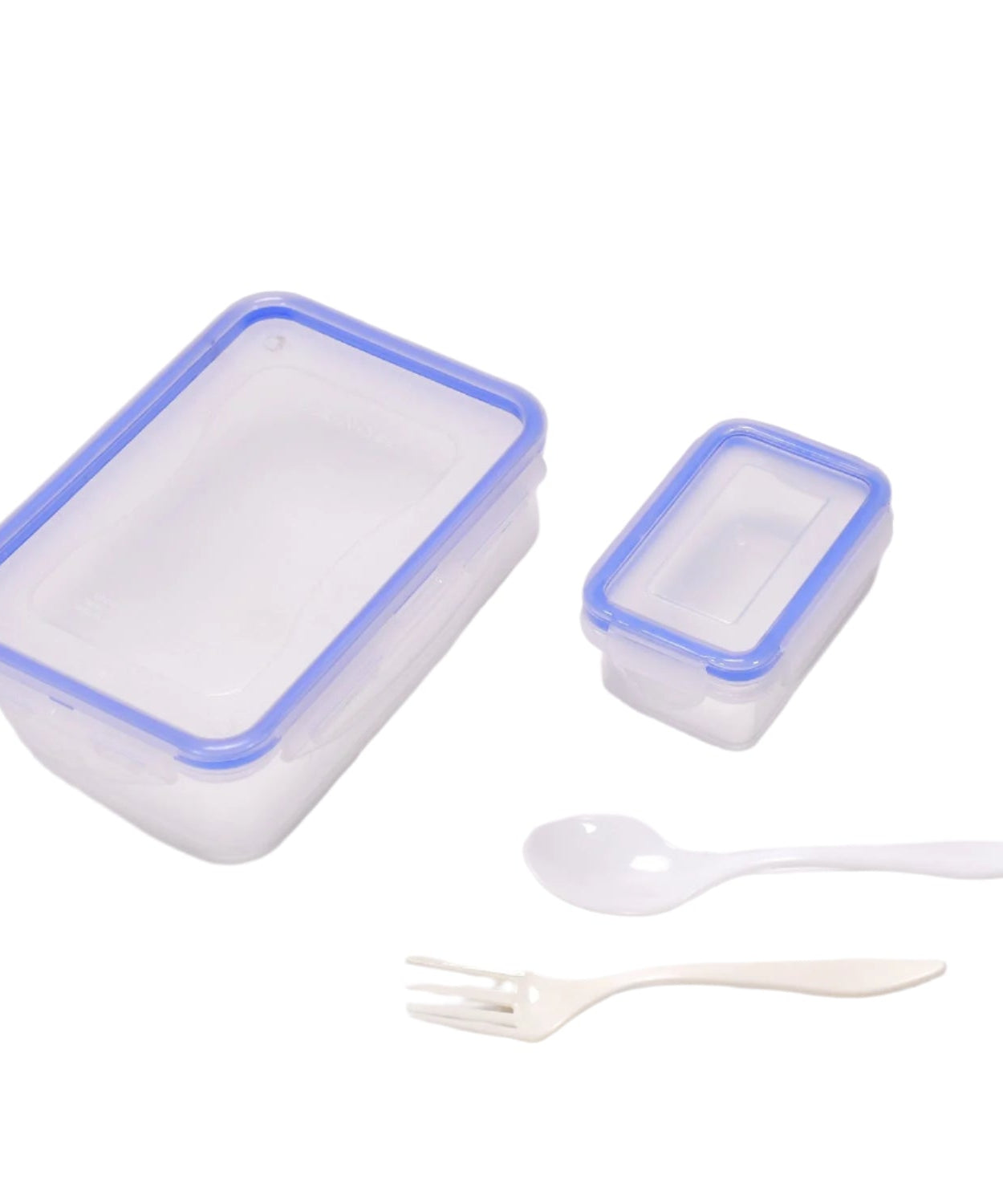 Air-tight lunch box with small square container, multiple views