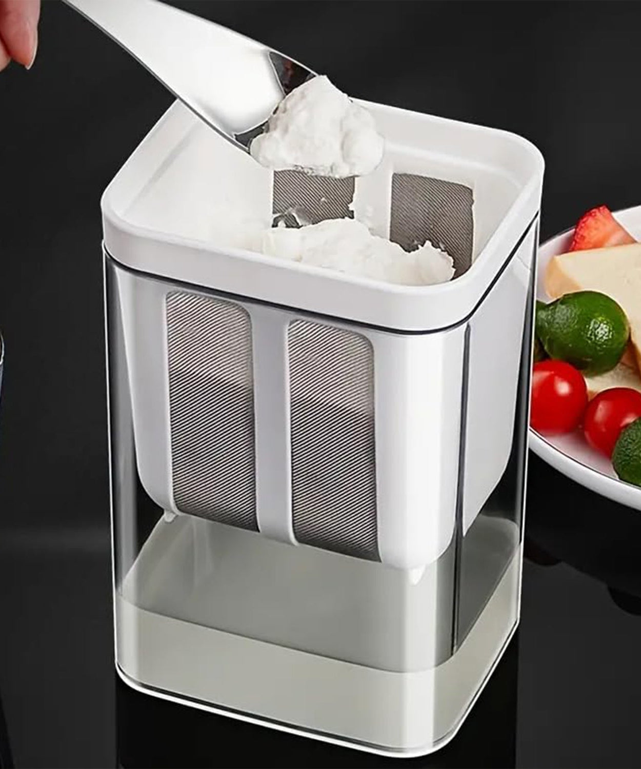 2 in 1 Yogurt Strainer with Storage Box – 1100ml (Plastic + Steel)