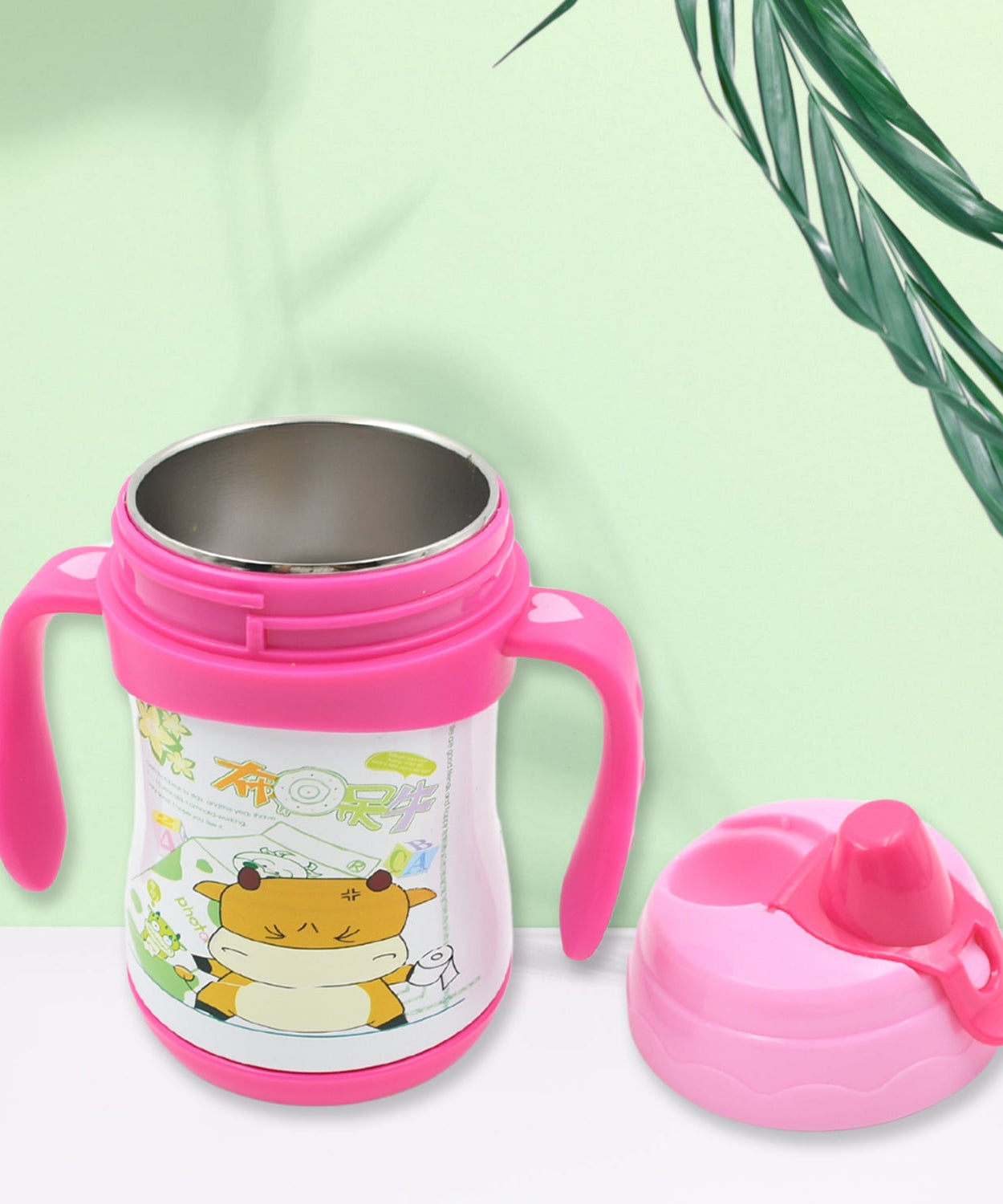 Vacuum Stainless Steel Water Bottle With Carry Handle & Straw Fridge Water Bottle Double Wall, Leak Proof, Rust Proof, Cold &amp; Hot | Leak Proof | Office Bottle | Gym | Home | Kitchen | Hiking | Trekking | Travel Bottle (280 ML)