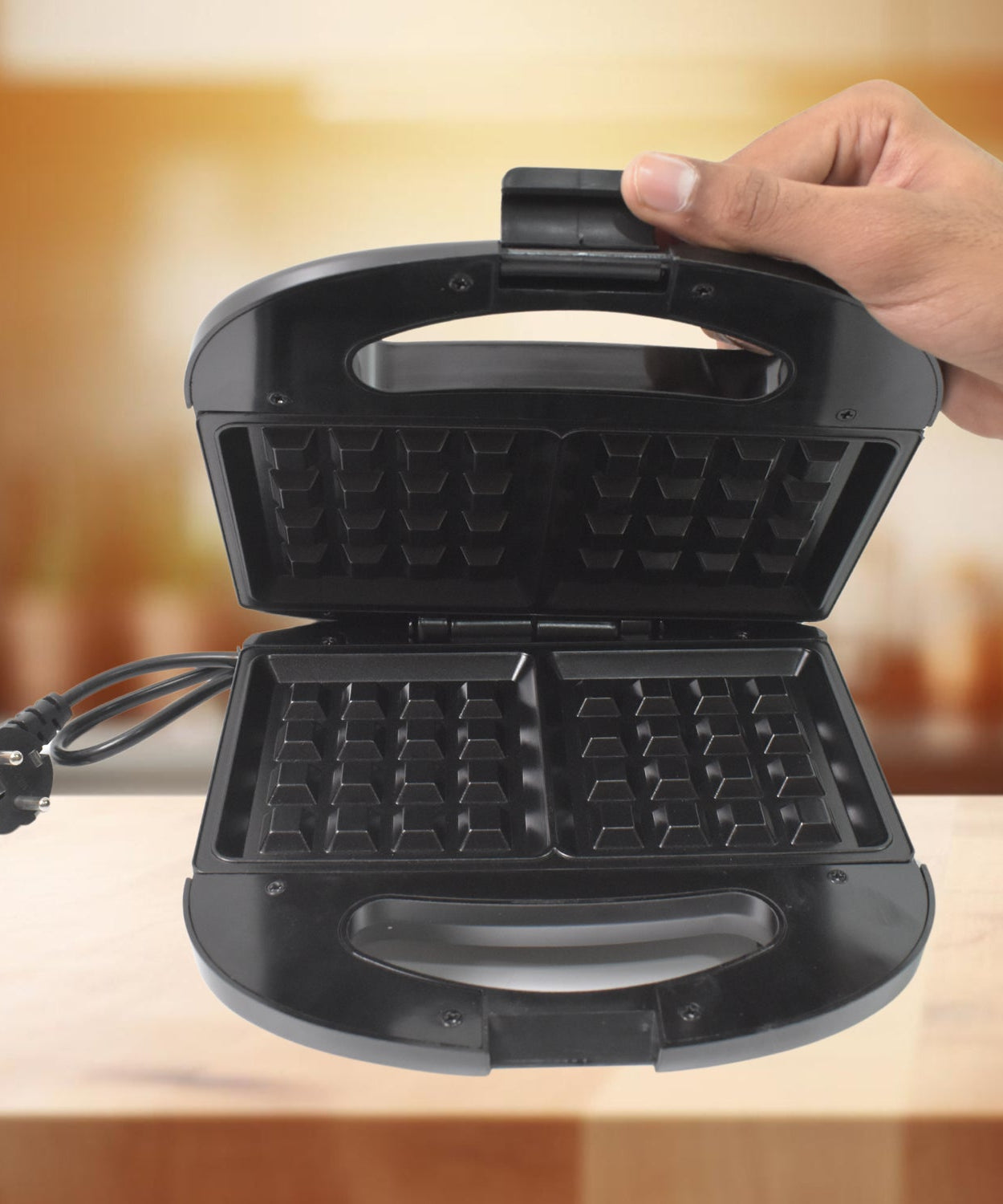 Waffle Maker, Makes 2 Square Shape Waffles| Non-Stick Plates| Easy to Use with Indicator Lights