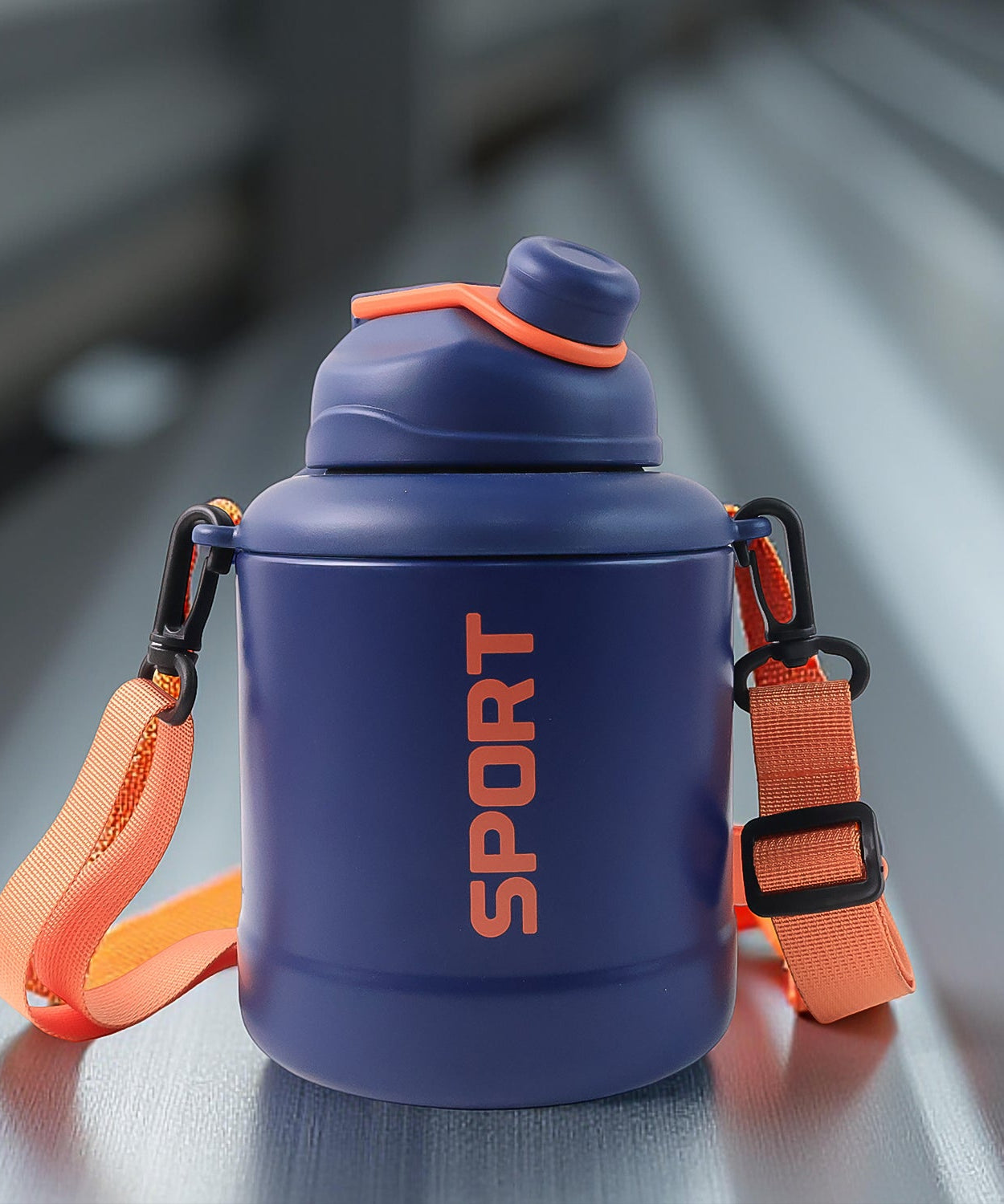 Sports Vacuum Bottle with Shoulder Strap 1 Pc Stylish Mix Design & Size