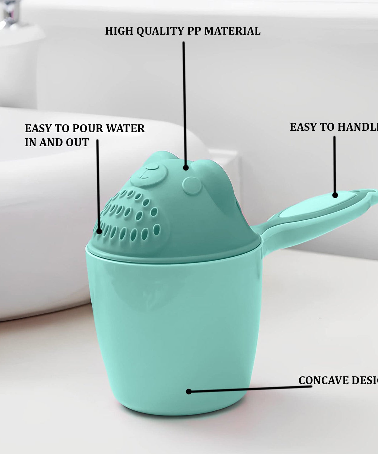 Baby Shampoo Shower Cup Safe Soft Bathing Water Scorpion Baby Bath Tumbler Hair Washing Mug Rainer