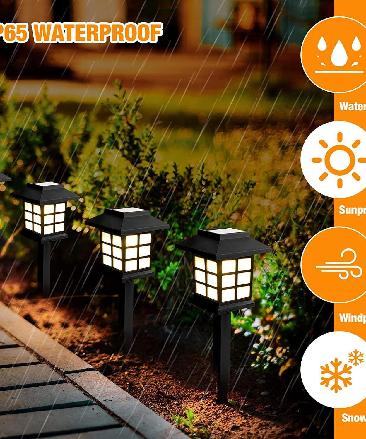 Solar Garden Lights, Outdoor Solar Landscape Lights, Waterproof Outdoor Solar Lights Walkway for Patio, Lawn, Yard, and Landscape (Pack of 2)
