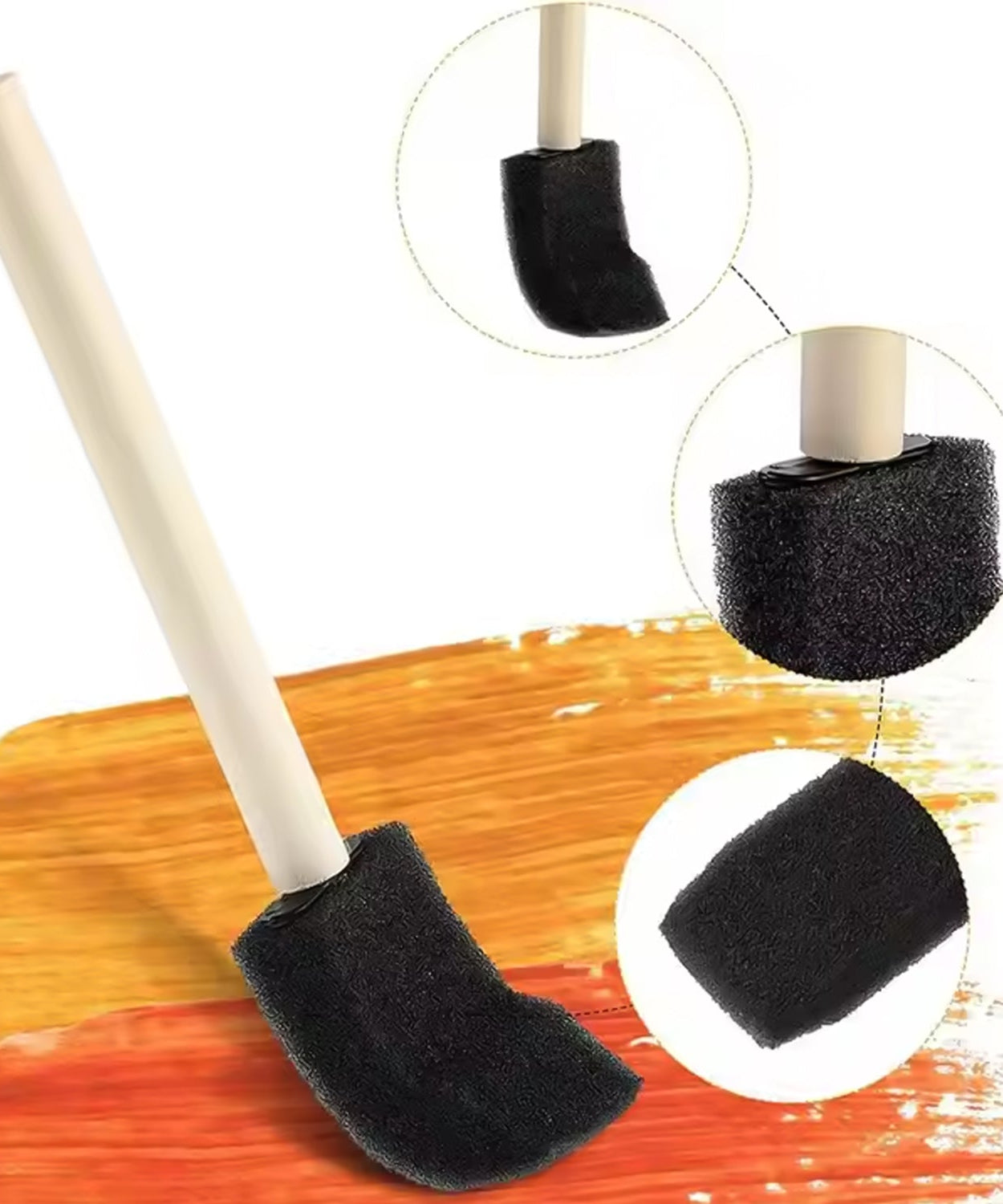 Multipurpose Sponge Brushes for Painting with Wooden Handles