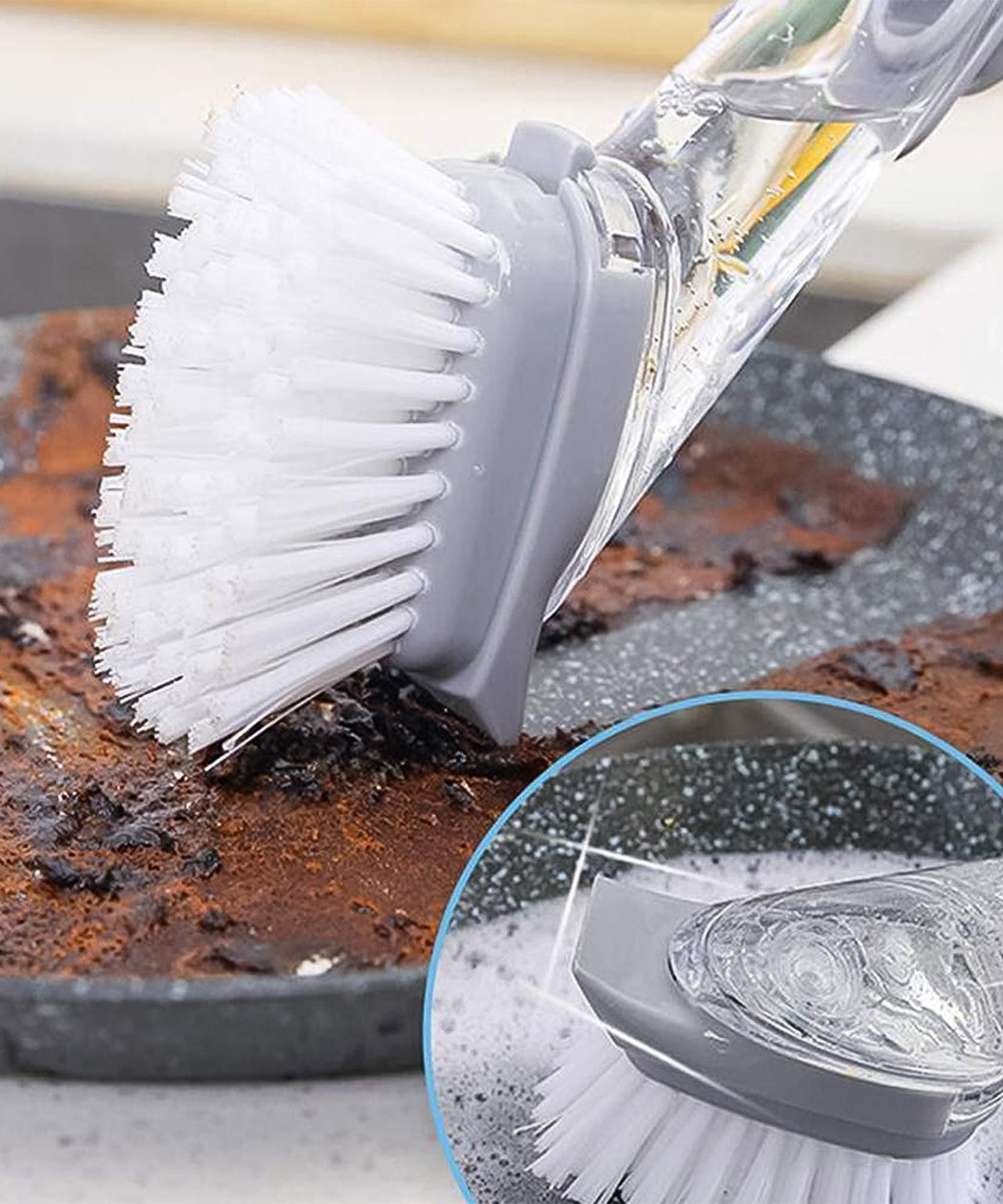 Multipurpose Dish Scrub Brush with Built-In Soap Dispenser (1 Pc)